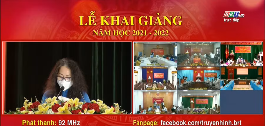 Bà Trần Thị Ngọc Châu- Giám đốc Sở GD&amp;ĐT tỉnh Bà Rịa- Vũng Tàu phát biểu tại lễ khai giảng