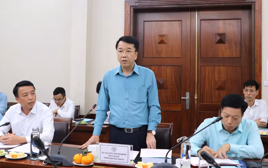 Ông Nguyễn Thanh Bình, Phó Chủ tịch UBND tỉnh Thái Nguyên phát biểu tại Hội nghị.