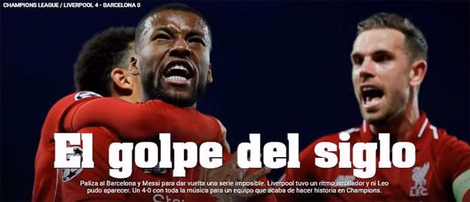 Báo chí châu Âu kinh ngạc vì chiến thắng của Liverpool