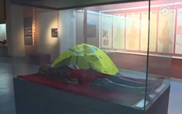 Trải nghiệm ngủ qua đêm gần xác ướp và xương khủng long trong bảo tàng không dành cho người yếu tim. Ảnh: Pear Video.