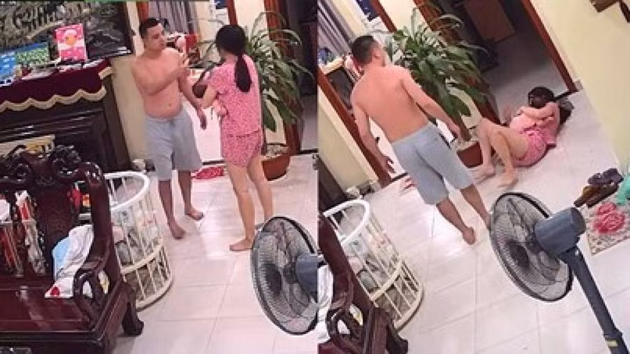 Hình ảnh người chồng võ sư đánh vợ mới sinh con được 2 tháng được cắt ra từ Clip