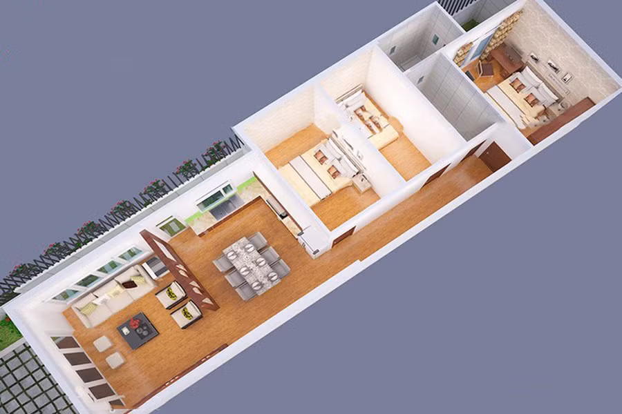 Nhà ống cấp 4 với 3 phòng ngủ "cân cả thế giới".