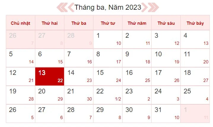 Xem lịch âm ngày 13/3: Không nên triển khai việc lớn 