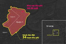 Khu vực thu phí được ITD đề xuất (bên trong đường màu đỏ). Đồ họa: Hoàng Khánh.