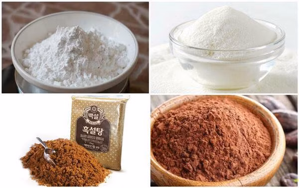 Các nguyên liệu làm trân châu đường đen.