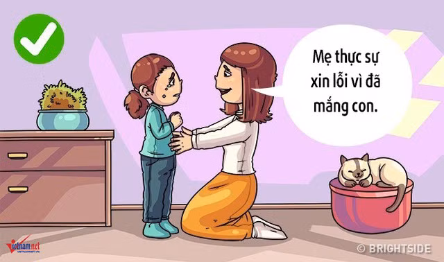 Tuyệt đối đừng bao giờ nói những câu như: “Nín ngay. Chính con làm mất đồ chơi lại còn khóc cái gì nữa”. Một đứa trẻ có quyền tức giận, đau buồn và khóc. Thay vì đưa ra một lệnh cấm tiêu cực, hãy dạy trẻ biết diễn đạt cảm xúc của mình.