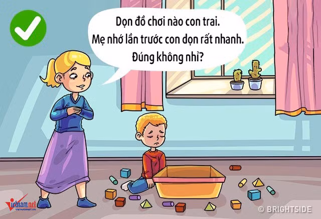 Bố mẹ tin con, Không ai có thể làm tốt ngay từ lần đầu tiên được là những câu nói cha mẹ nên nói với con khi chúng thất bại. Cha mẹ hãy khiến con hiểu rằng, người thành công cũng có thể gặp sai lầm và chính những sai lầm đó sẽ giúp chúng thành công.