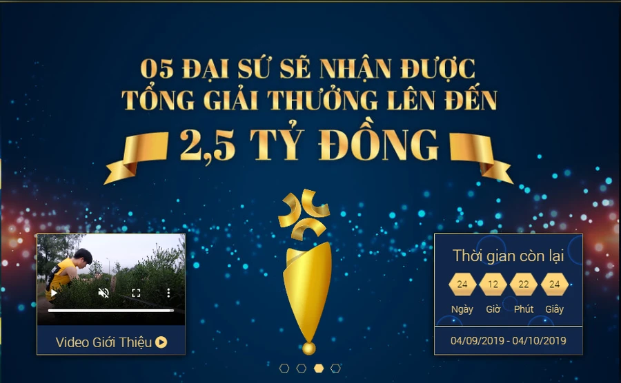 Mỗi Đại sứ sẽ nhận được giải thưởng 500 triệu đồng, bao gồm 100 triệu đồng tiền mặt và gói tài trợ phát triển sự nghiệp trị giá 400 triệu đồng.