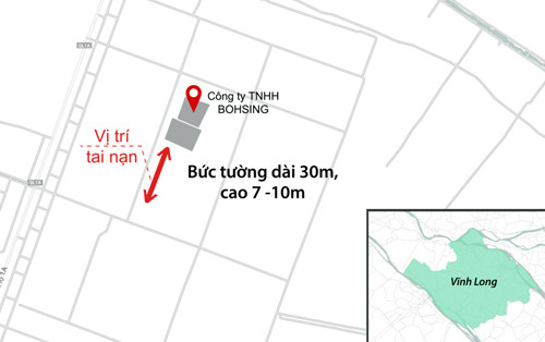 Vị trí xảy ra vụ sập công trình. Ảnh: Lê Huyền.