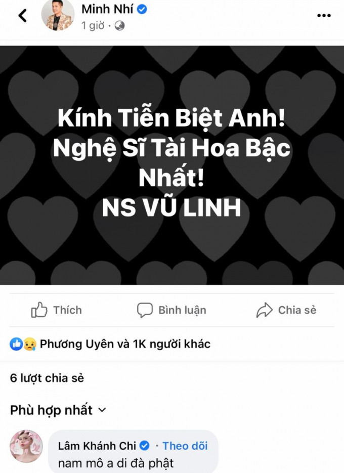 Nghệ sĩ Minh Nhí tiễn biệt cố nghệ sĩ.
