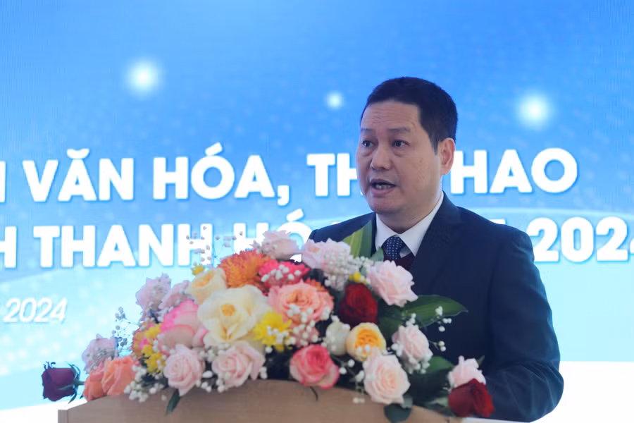 Ông Phạm Nguyên Hồng, Giám đốc Sở Văn hóa, Thể thao và Du lịch phát biểu tại hội nghị. (Ảnh: NT)