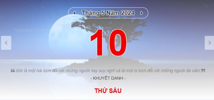 Lịch âm hôm nay - Xem lịch âm ngày 10/5