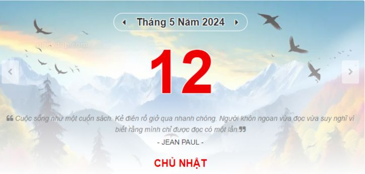 Lịch âm hôm nay - Xem lịch âm ngày 12/5