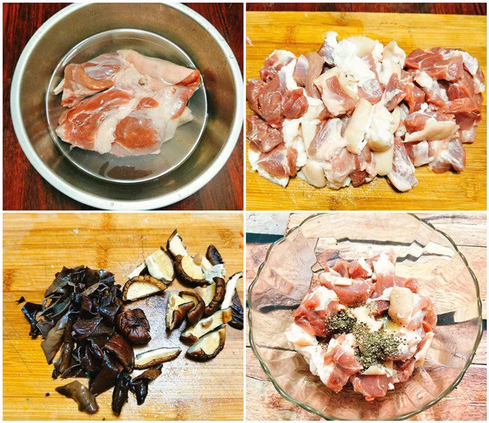 Nguyên liệu nấu món thịt đông.