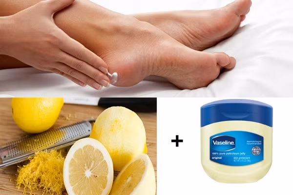 Mẹo trị nứt gót chân đơn giản và hiệu quả từ vaseline và chanh (Ảnh: Internet)