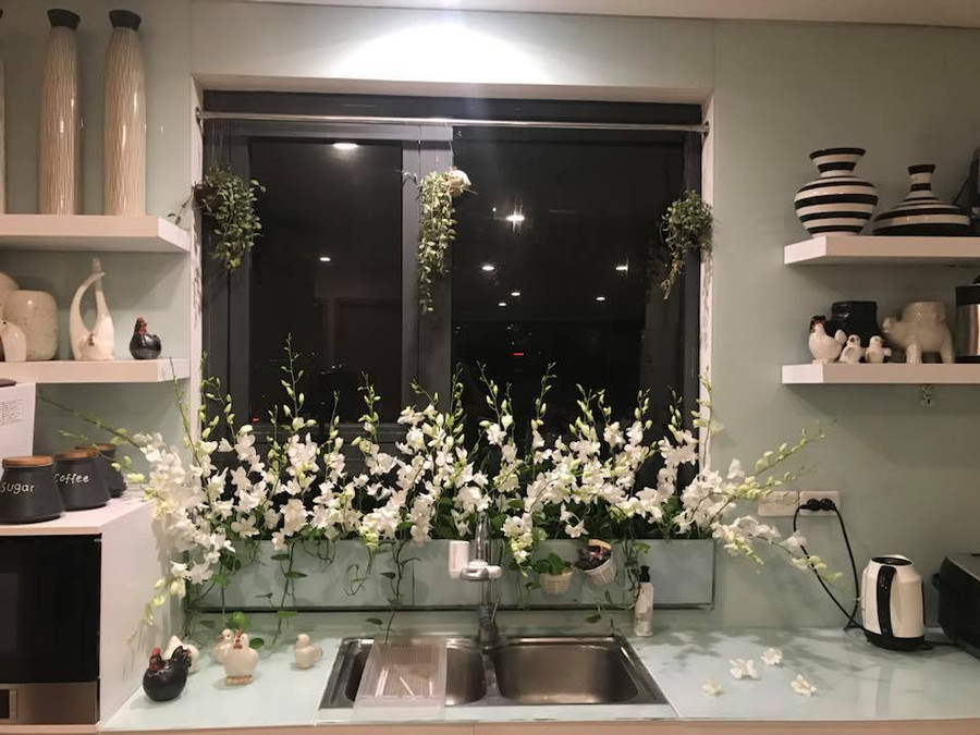 "Vườn hoa" độc đáo trên cửa sổ nhà bếp của bà mẹ khéo tay Hà Thành hình ảnh 5 "vuon hoa" doc dao tren cua so nha bep cua ba me kheo tay ha thanh hinh anh 5