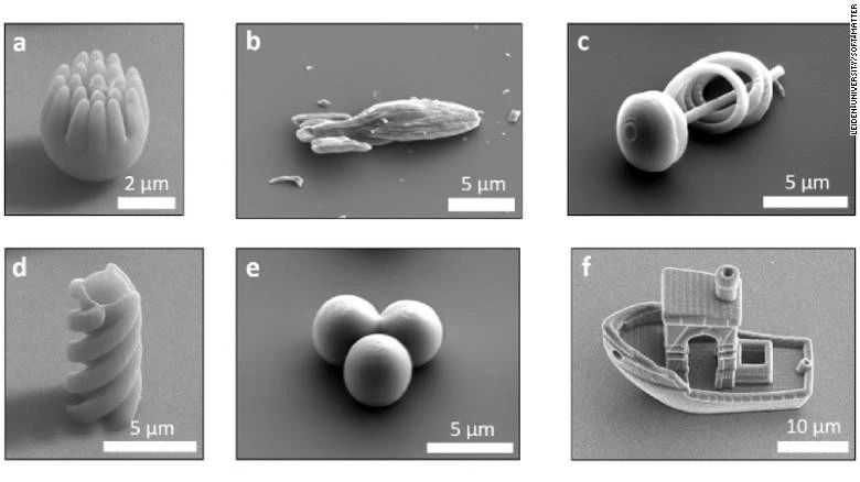 Những mẫu thiết kế bằng máy in 3D siêu nhỏ của nhóm nghiên cứu của Đại học Leiden (Hà Lan).