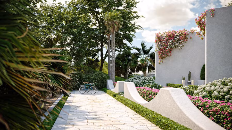 Khu vườn có nhiều cây xanh nên rất thoáng mát.