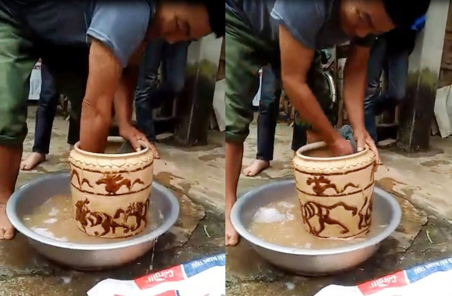 Bình gốm được xem là cổ vật đào được ở huyện miền núi Nghệ An. Đi rẫy, vợ chồng xứ Nghệ vớ được cổ vật bán ngay 400 triệu