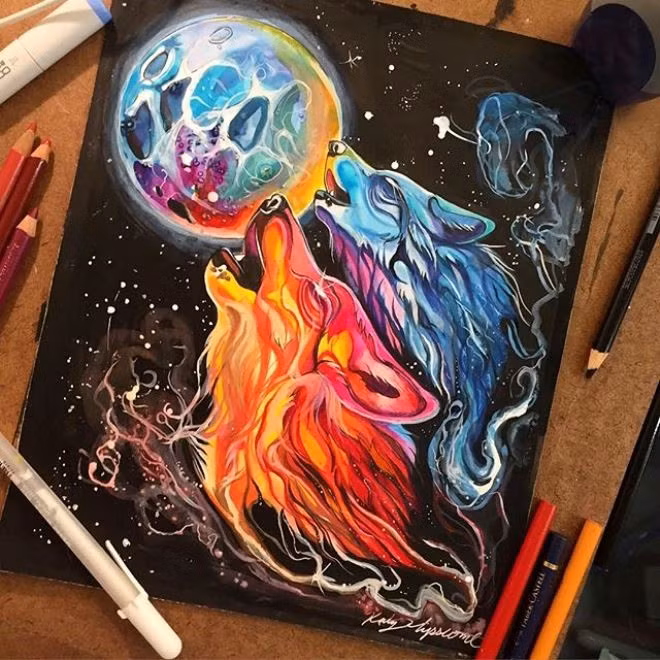 Cô gái vẽ tranh màu nước đẹp đến từng chi tiết