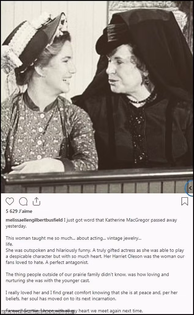  Nữ diễn viên Mellisa Gilbert đã dành một đăng tải khá dài để tưởng nhớ về nữ diễn viên gạo cội 