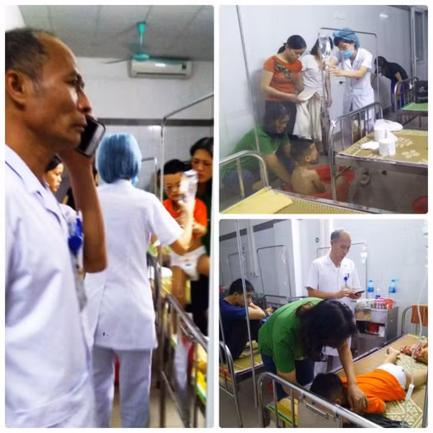  Các bé có biểu hiện sốt cao, đau bụng. 