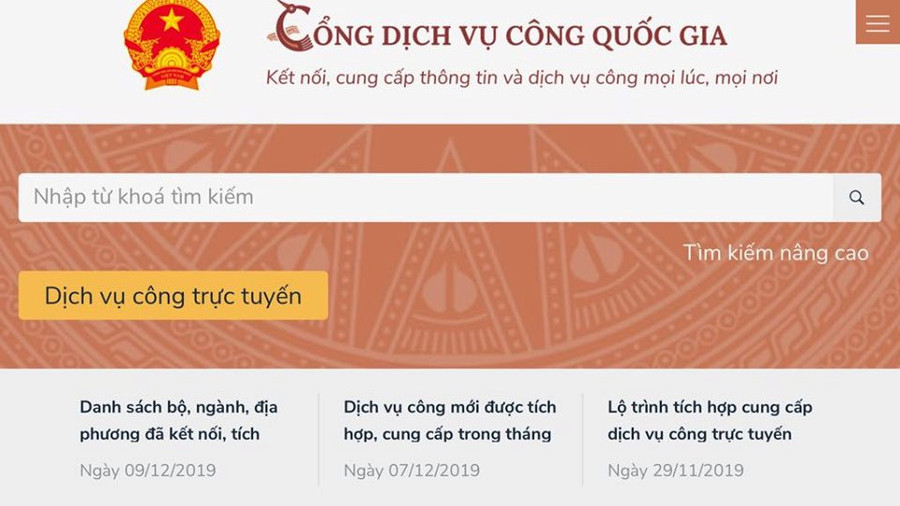 Giao diện CổngDịch vụ công quốc gia (https://dichvucong.gov.vn/) Giao diện CổngDịch vụ công quốc gia (https://dichvucong.gov.vn/)