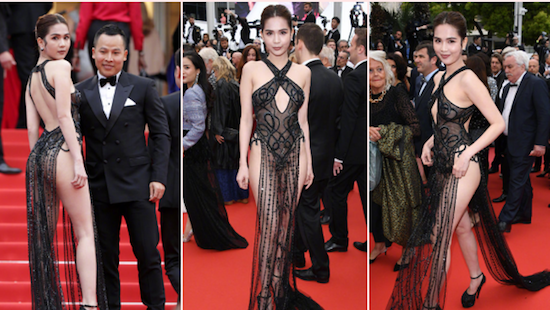 Ngọc Trinh gây tranh cãi trên mạng xã hội vì phong cách phản cảm ở Cannes. Ngọc Trinh gây tranh cãi trên mạng xã hội vì phong cách phản cảm ở Cannes.