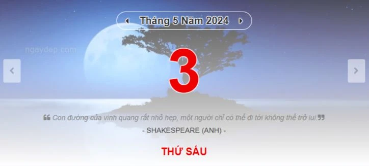 Lịch âm hôm nay - Xem lịch âm ngày 3/5