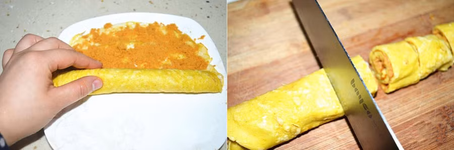 Bữa sáng ngon lạ với bánh trứng chiên cuộn chà bông ảnh 5