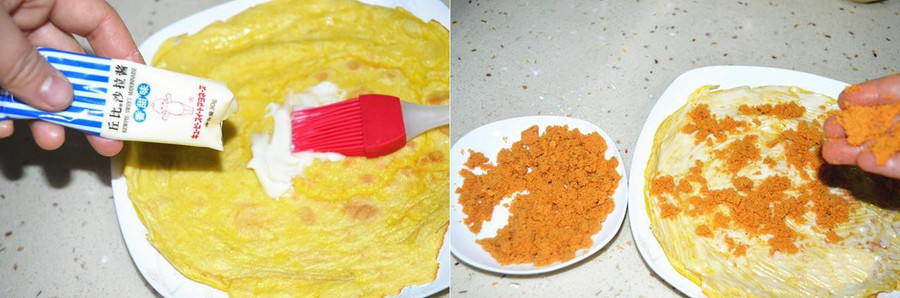 Bữa sáng ngon lạ với bánh trứng chiên cuộn chà bông ảnh 4 Bữa sáng ngon lạ với bánh trứng chiên cuộn chà bông ảnh 4