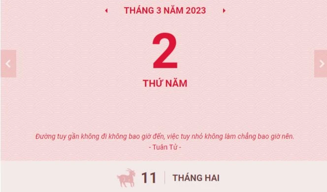 Lịch âm hôm nay 2/3: Không nên làm việc lớn