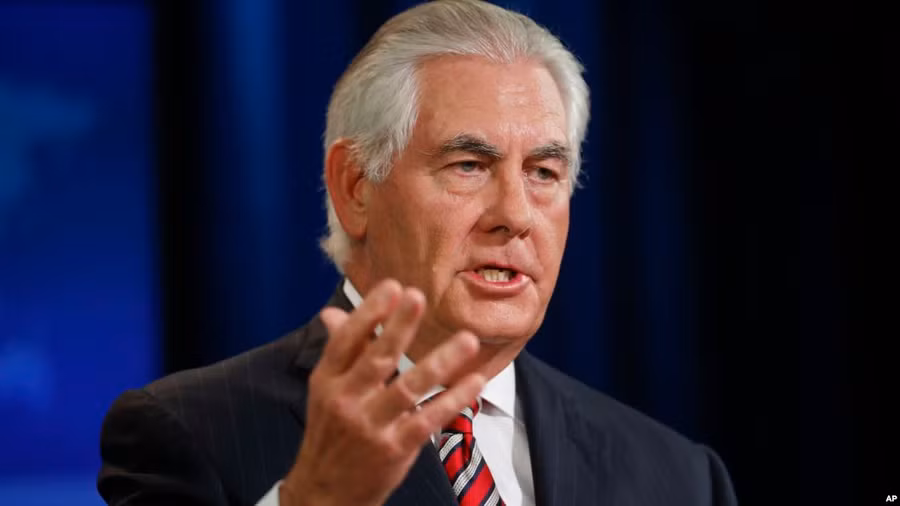 Ngoại trưởng Rex Tillerson nói chuyện tại Bộ Ngoại giao ở Washington mới đây
