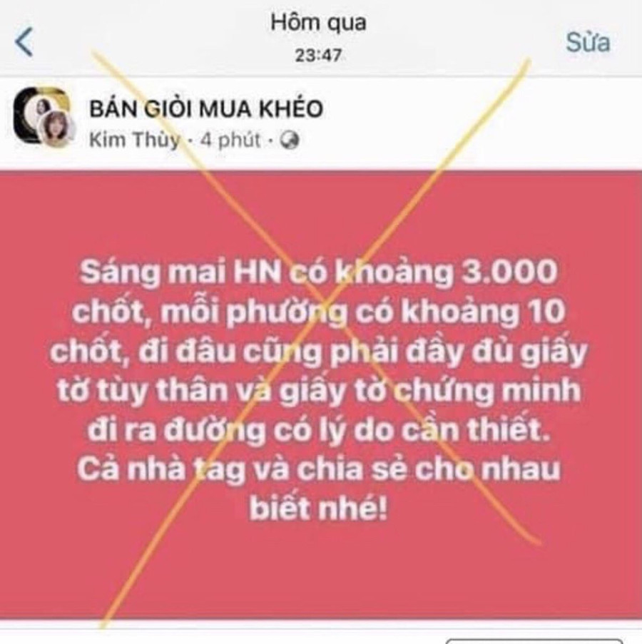 Xử phạt 12,5 triệu đồng cá nhân thông tin sai sự thật về phòng dịch 