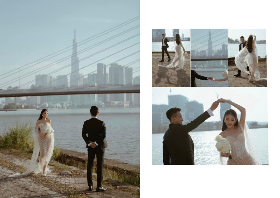 Hôn phu hoa hậu sinh năm 1990, hơn cô 5 tuổi, hiện là biên tập viên, MC tại Đài truyền hình TP HCM và giữ vị trí giám đốc một công ty truyền thông.