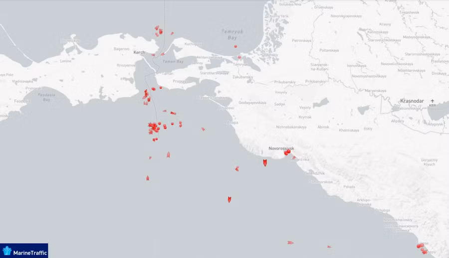 Lưu lượng tàu chở dầu hiện rất dày đặc ở phía đông bắc của Biển Đen