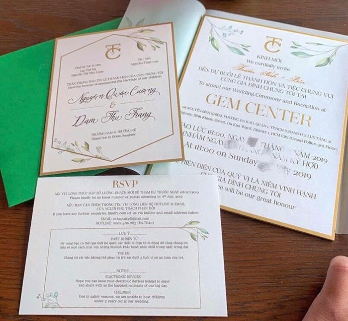 Vợ chồng Cường Đô La yêu cầu khách dự lễ cưới không dẫn theo trẻ dưới 5 tuổi