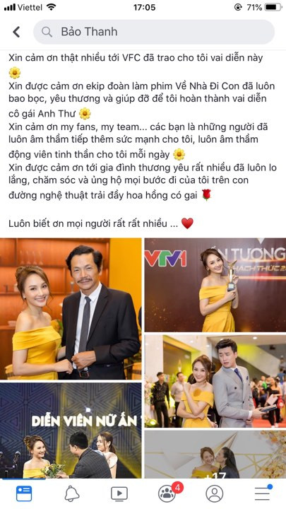 Bảo Thanh viết trên trang cá nhân.