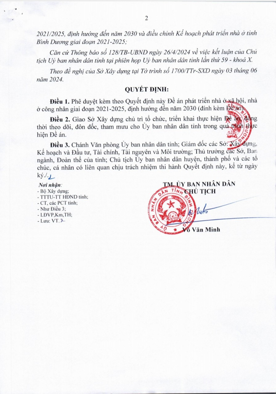 Quyết định số 1696/QĐ-UBND phê duyệt Đề án phát triển nhà ở xã hội, nhà ở công nhân của UBND tỉnh Bình Dương.