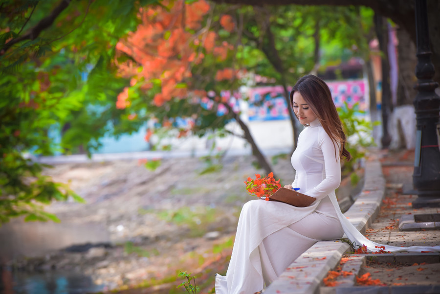 Thiếu nữ Hà thành mơ màng bên hoa phượng “rực cháy“ ảnh 3 Thiếu nữ Hà thành mơ màng bên hoa phượng “rực cháy“ ảnh 3