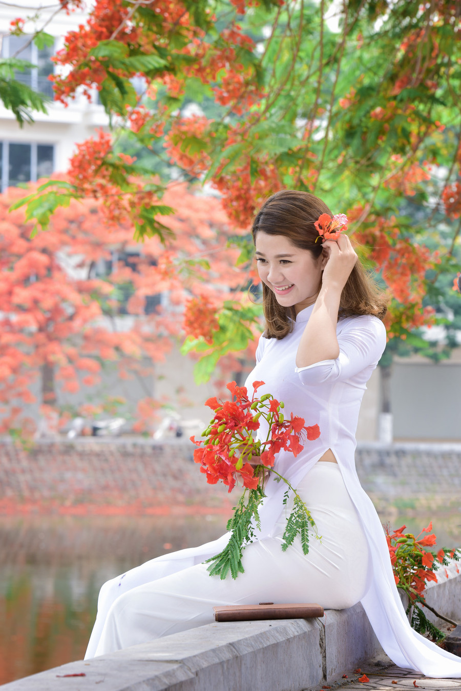 Thiếu nữ Hà thành mơ màng bên hoa phượng “rực cháy“ ảnh 12 Thiếu nữ Hà thành mơ màng bên hoa phượng “rực cháy“ ảnh 12