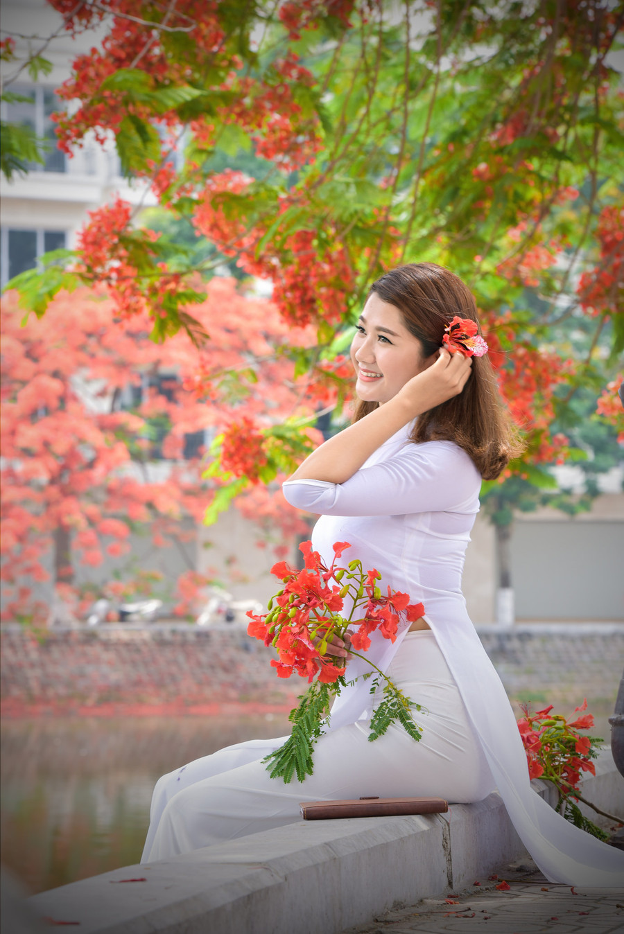 Thiếu nữ Hà thành mơ màng bên hoa phượng “rực cháy“ ảnh 2 Thiếu nữ Hà thành mơ màng bên hoa phượng “rực cháy“ ảnh 2