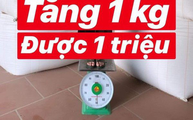 Bạn trai ga lăng: Tăng 1kg thưởng nóng 1 triệu đồng.