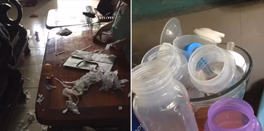 Mẹ bỉm sữa ở nhà.