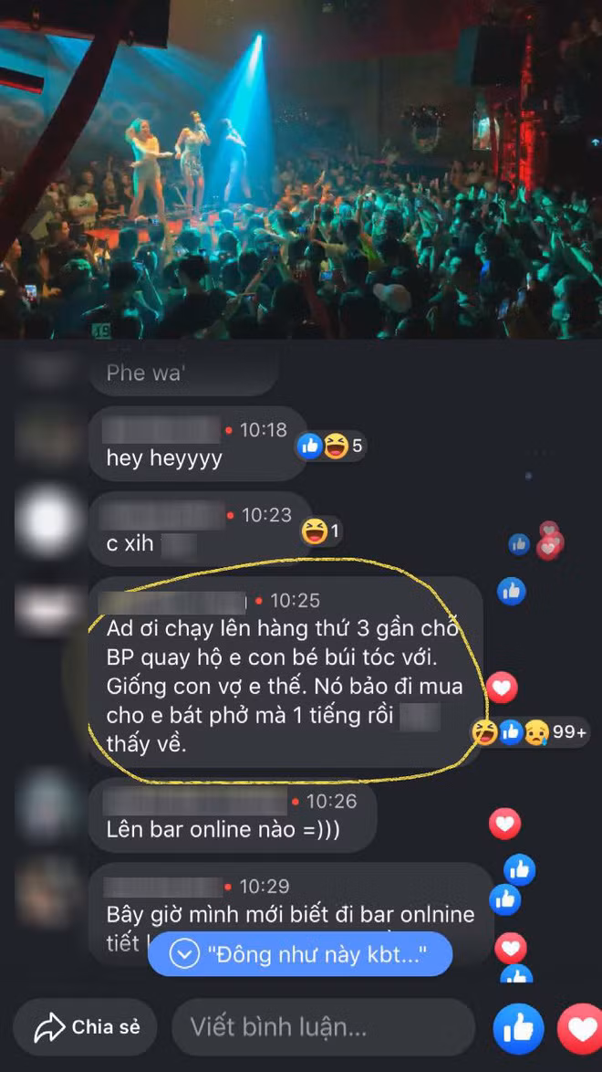 Dòng bình luận gây chú ý trong livestream của quán bar.