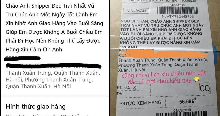 Câu chuyện giữa khách hàng và shipper.