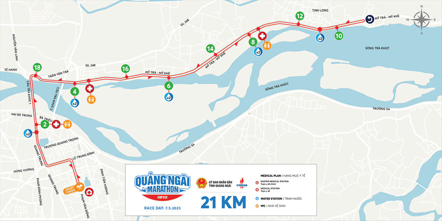 Cung đường chạy tại giải Quảng Ngãi Marathon. Ảnh BSR.