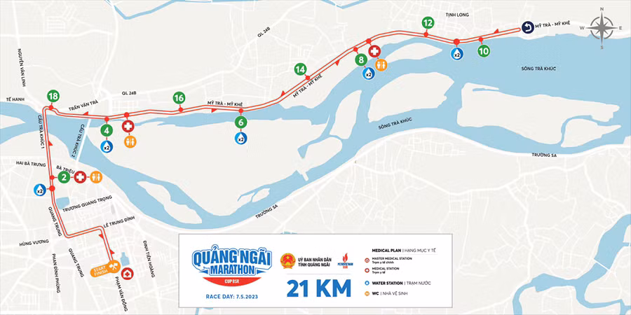 Cung đường chạy tại giải Quảng Ngãi Marathon. Ảnh BSR.