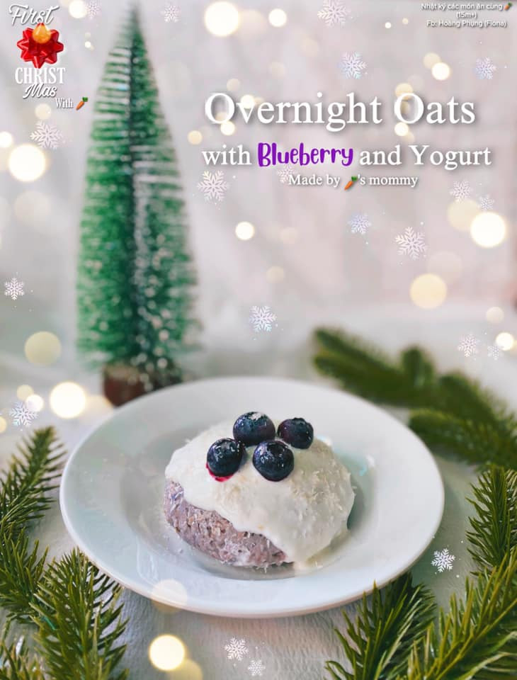 Một &quot;cơn tuyết nhè nhẹ&quot; phủ trên bề mặt món Yến mạch qua đêm.