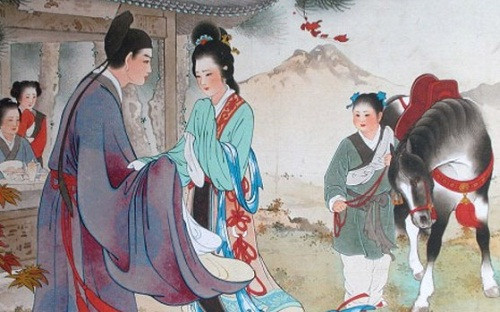 Thúc Sinh từ biệt Thúy Kiều. Ảnh minh họa.